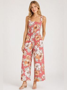Aritzia Wilfred Chianti floral jumpsuit warm Sienna Subtle Mints 2XS
